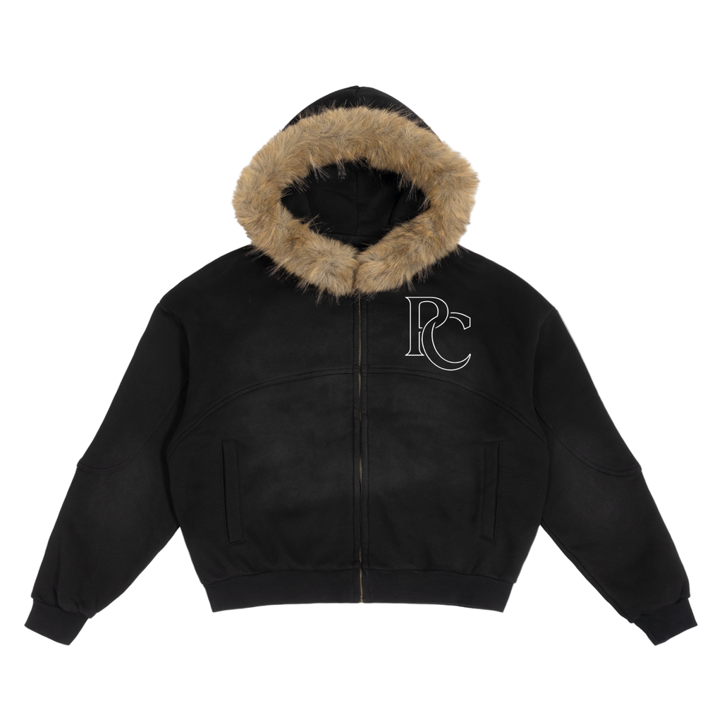 Sun Fade Boxy Detachable Fur Jacket