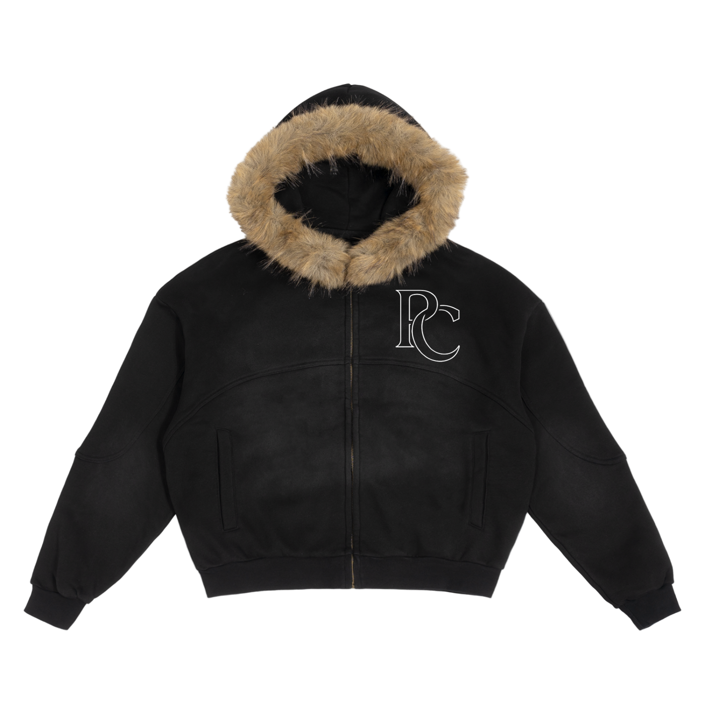 Sun Fade Boxy Detachable Fur Jacket